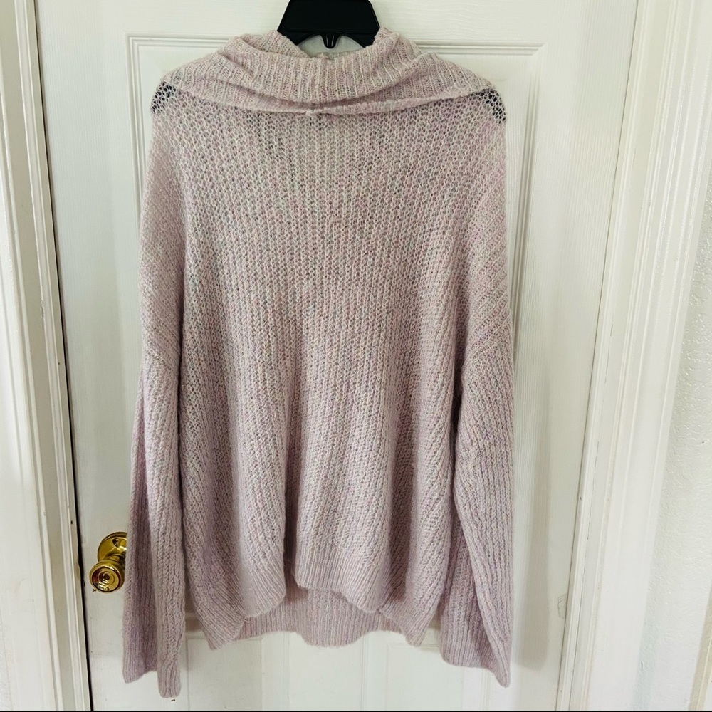 NWOT EXPRESS lavender purple sparkle metallic cowl neck chunky sweater SZ M & L - Picture 3 of 9